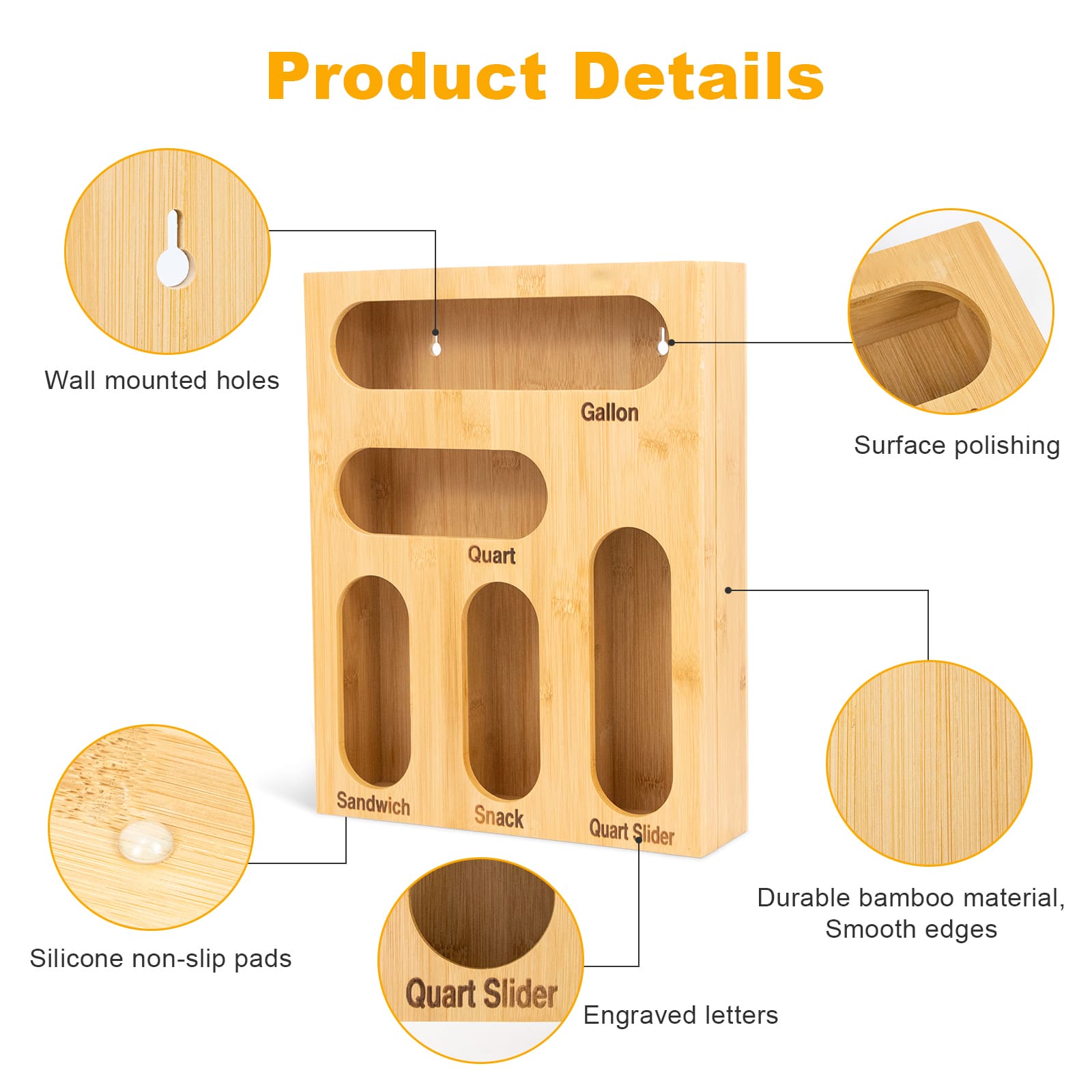Bamboo Food Storage Plastic Baggie Organizer 7 Bamboo Food Storage Plastic Baggie Organizer 7